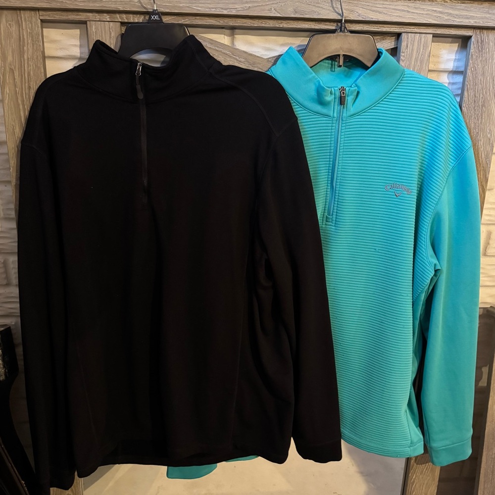 2 Men’s Quarter Zip Long Sleeve Polos XXL
